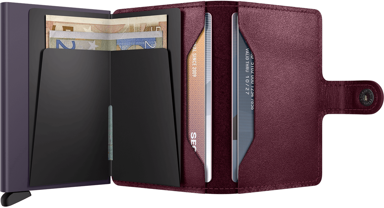 Secrid mini wallet cranberry open