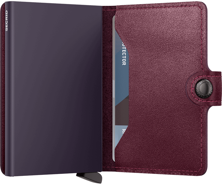 Secrid mini wallet cranberry partial open