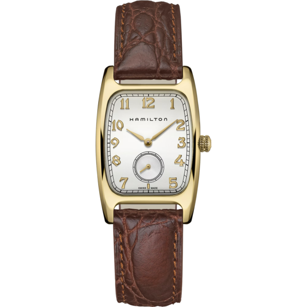 Hamilton Classic Boulton White Dial/ Ylw PVD Case/ Brwn Strap Quartz H13431553