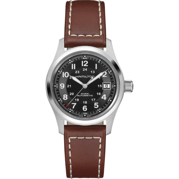 Hamilton KHAKI FIELD AUTO 38MM BLK/BRN LEATH H70455533