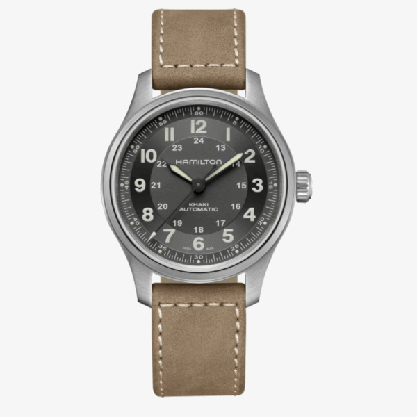 Hamilton KHAKI FIELD AUTO Titanium 38MM BLK/BRN LEATH H70205830